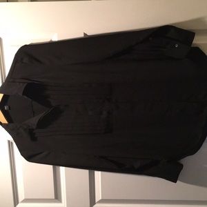 JCrew black blouse with tuxedo detail
